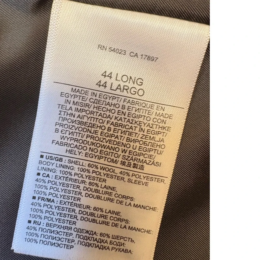 Banana Republic Mens Tailored Slim‎ Fit Suit Charcoal Gray 44L 37W Wool Blend